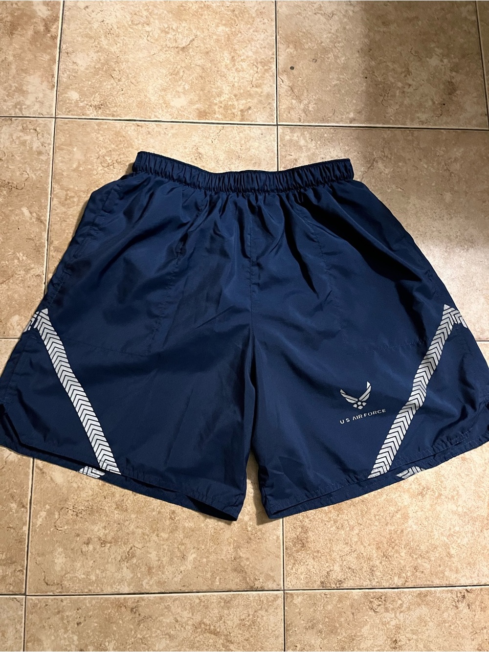Men's Navy Athletic Shorts with Reflective Chevron Accents